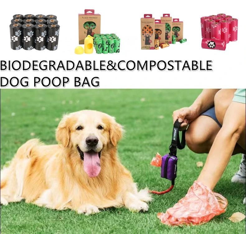 Colorful Eco Friendly Degradable Refill Printed Biodegradable Dog Garbage Bag Pet Waste Poop Bag