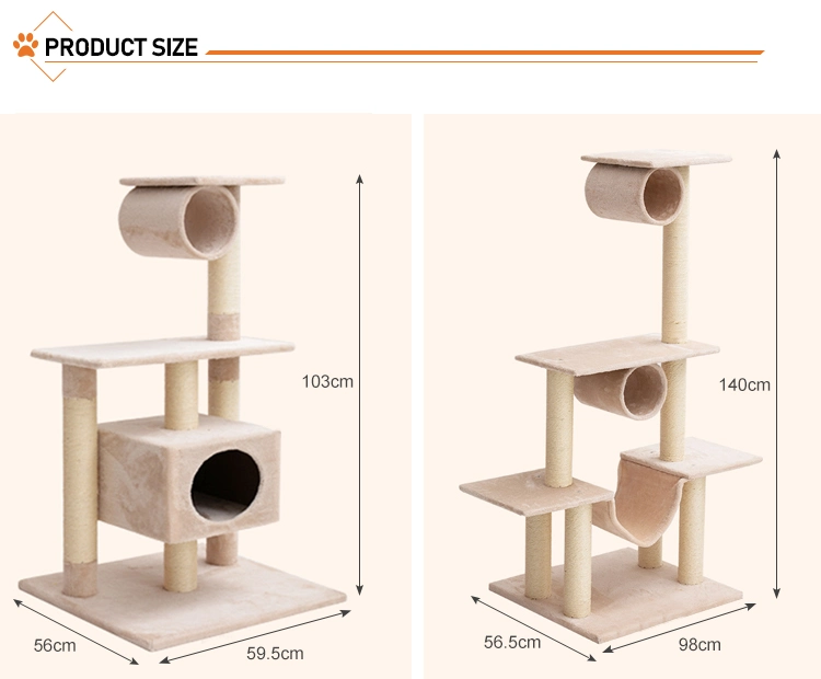 BS CT208 Wooden Cat Tree Cat Playing Toy Cat House Condo for Playing Cat Climbing Frame with High Quality