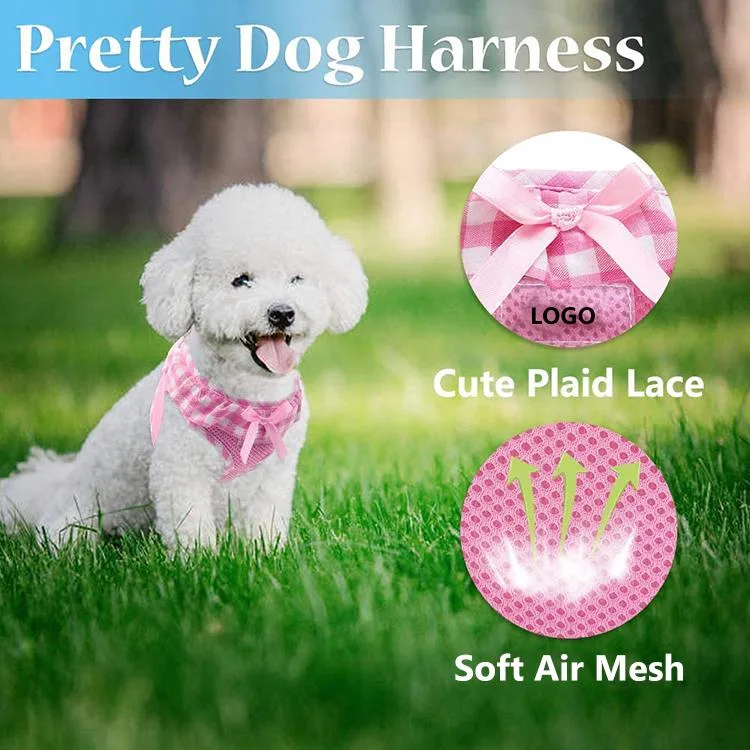 Air Mesh Dog Harness Vest with Decorative Border for Small Dog