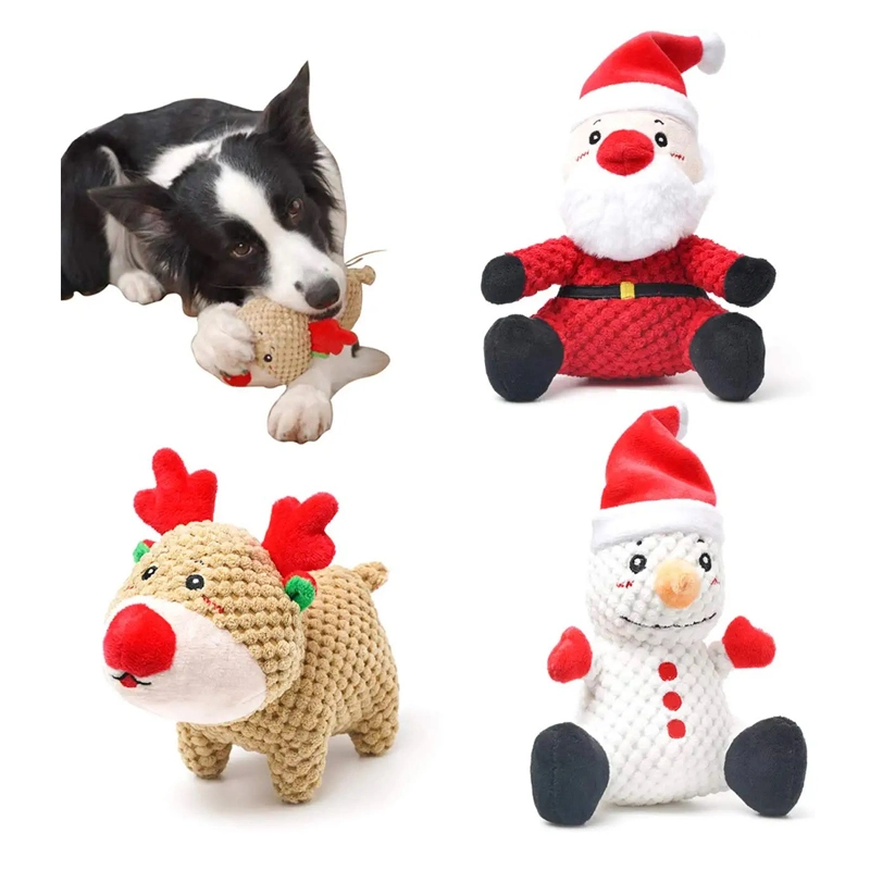 Christmas Squeaky Dog Toys for Puppy Pet Chew Toys Dog Rope Toys