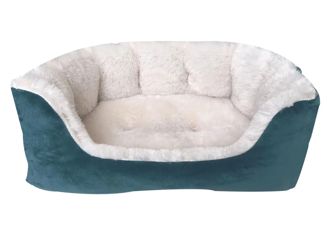 Green Soft Fleece Offwhite Needle Fur Pet Bed