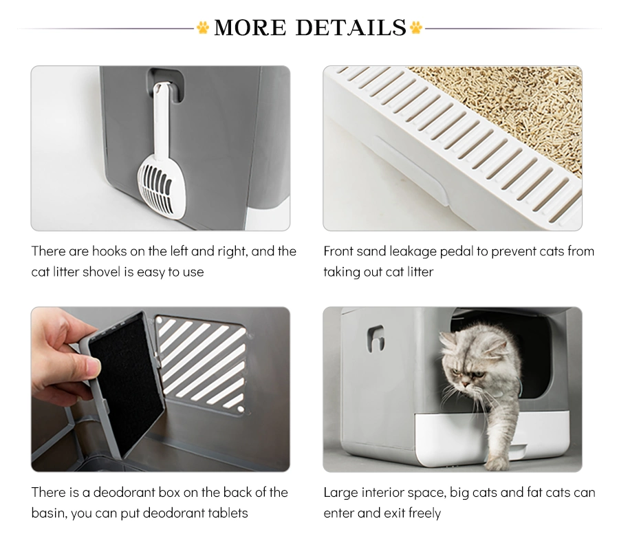 New Style Modern Enclosed Pet Cat Litter Box East to Scoop Large Pan Home Toilet Foldable Design