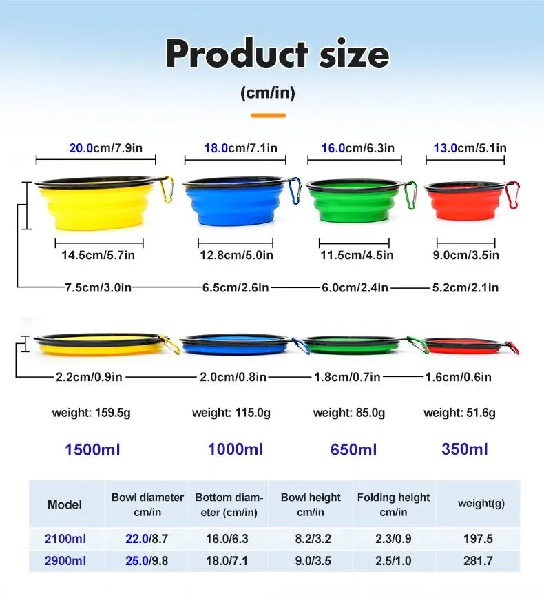 Pet Products Easy to Carry Cat Dog Feeding Bowl Pet Feeder Collapsible Food Grade Silicone Travel Pet Food Bowl