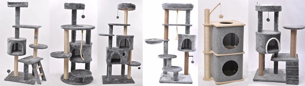 Artificial Sisal Plush Post Feline Scratcher Meow Room Kitten Climber Kitty House Cat Tree with Scratching Pad Climbing Pole
