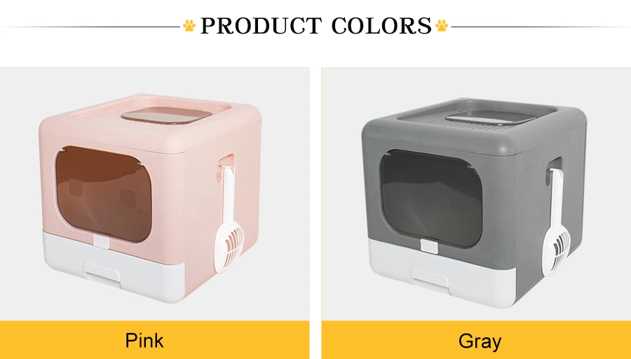 2023 Hot Pet Cat Litter Tray Cat Pink Foldable Drawer Type Cat Litter Box