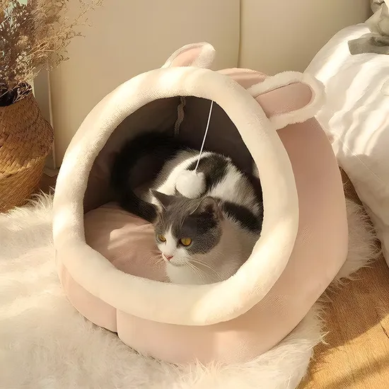 Wholesale Designer Star Pattern Grey Warm Flannel Indoor Round Nest Pet Beds
