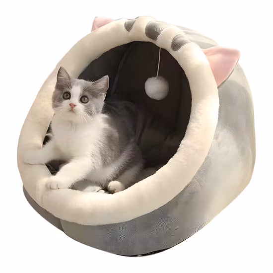 Wholesale Designer Star Pattern Grey Warm Flannel Indoor Round Nest Pet Beds