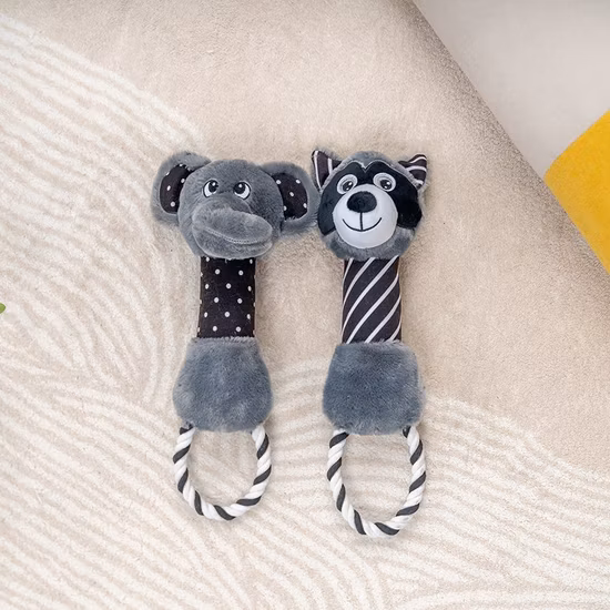 Rena Pet Black White Cute Animal Squeaker Stuffed Soft Classical Print Dog Rope Plush Toy